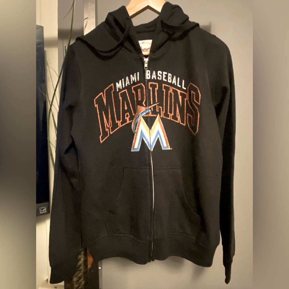 Miami Baseball Marlins Womens Full Zip Hoodie SZ M